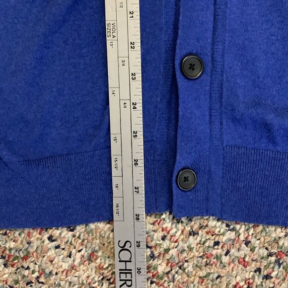 Banana Republic Bright Blue Silk Cotton Blend LS V-Neck Button Cardigan Size L - Picture 8 of 11